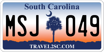 SC license plate MSJ049