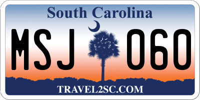 SC license plate MSJ060
