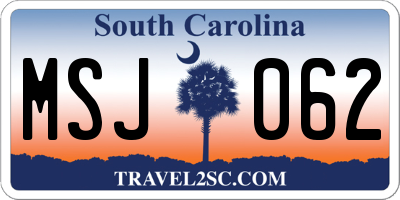 SC license plate MSJ062