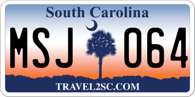 SC license plate MSJ064