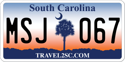SC license plate MSJ067