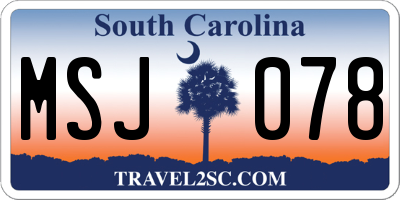 SC license plate MSJ078