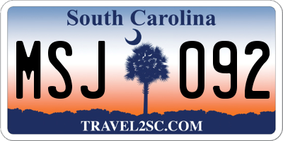 SC license plate MSJ092