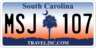 SC license plate MSJ107