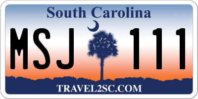 SC license plate MSJ111