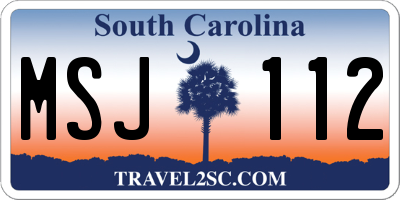 SC license plate MSJ112