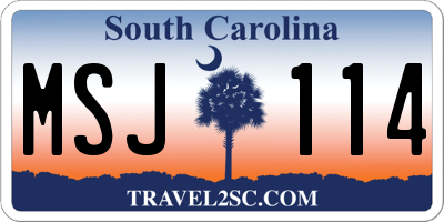 SC license plate MSJ114
