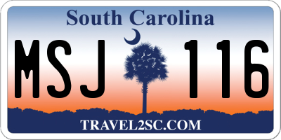 SC license plate MSJ116