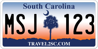 SC license plate MSJ123
