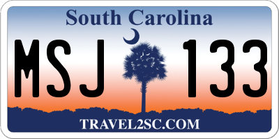 SC license plate MSJ133