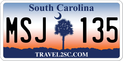 SC license plate MSJ135