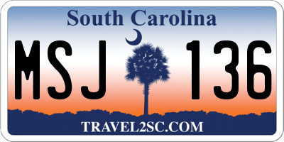 SC license plate MSJ136