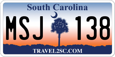 SC license plate MSJ138