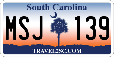 SC license plate MSJ139