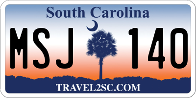 SC license plate MSJ140