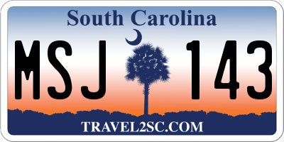 SC license plate MSJ143