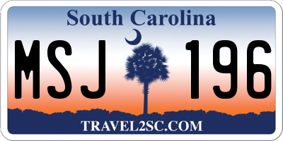 SC license plate MSJ196