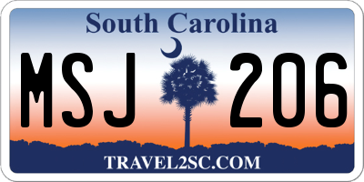 SC license plate MSJ206