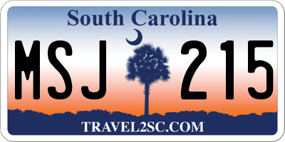 SC license plate MSJ215