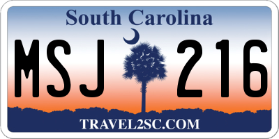 SC license plate MSJ216