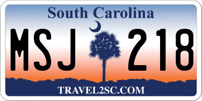 SC license plate MSJ218