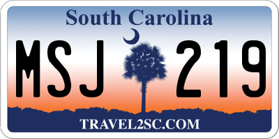SC license plate MSJ219