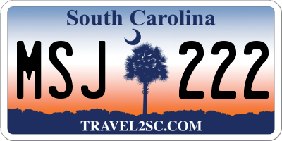 SC license plate MSJ222
