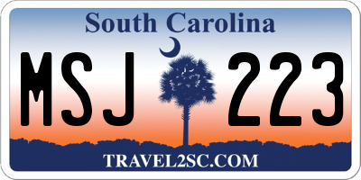 SC license plate MSJ223