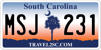 SC license plate MSJ231