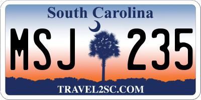 SC license plate MSJ235