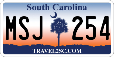 SC license plate MSJ254