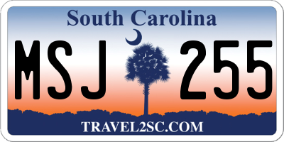 SC license plate MSJ255