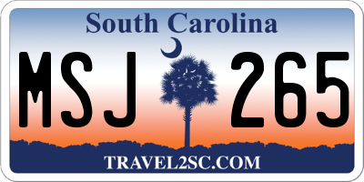 SC license plate MSJ265