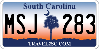 SC license plate MSJ283