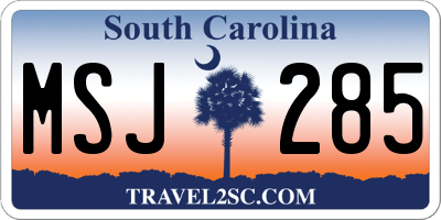 SC license plate MSJ285