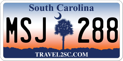 SC license plate MSJ288