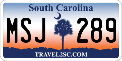 SC license plate MSJ289