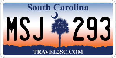 SC license plate MSJ293