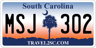 SC license plate MSJ302