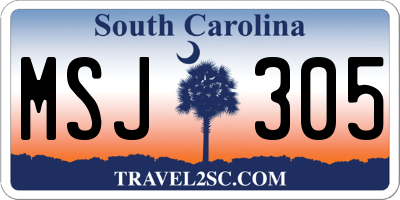 SC license plate MSJ305