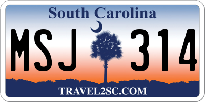 SC license plate MSJ314