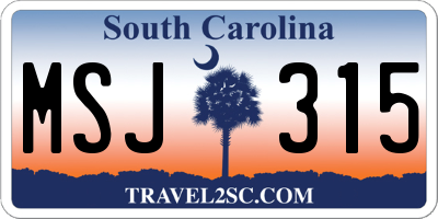 SC license plate MSJ315