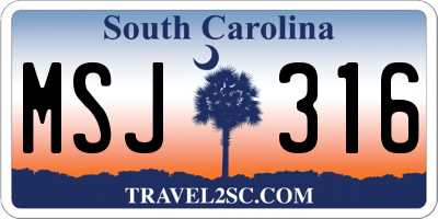 SC license plate MSJ316