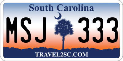 SC license plate MSJ333