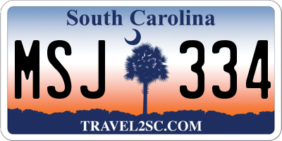 SC license plate MSJ334