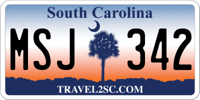 SC license plate MSJ342