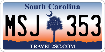 SC license plate MSJ353