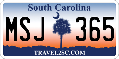 SC license plate MSJ365
