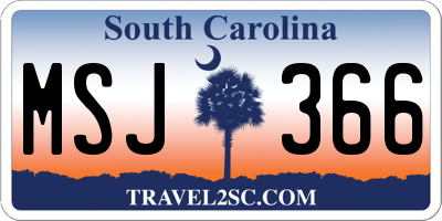 SC license plate MSJ366