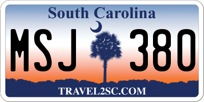 SC license plate MSJ380
